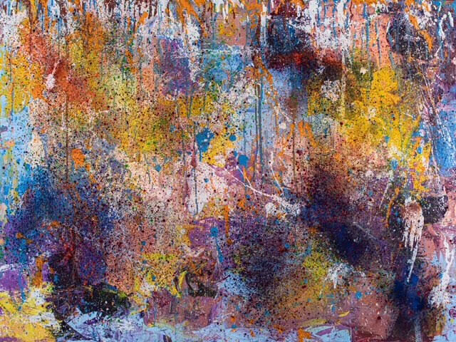 Cosmic fall, Oil and pigment on canvas, Size: 130cm x 100cm