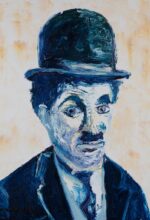 Charlie Chaplin, Oil on canvas, Size: 76cm x 61cm