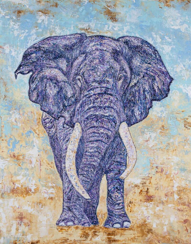 The Elephant, Oil on canvas, Size 92cm x 74cm,
